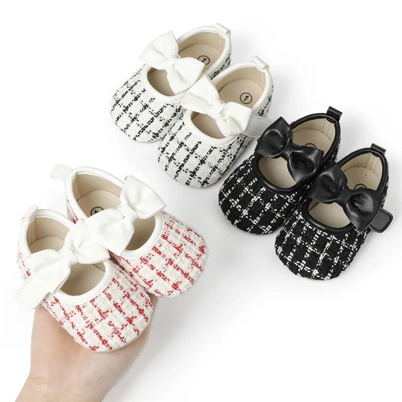 0-18M Newborn Baby Girls Shoes Crib Shoes Baby butterfly-knot Princess Shoes Soft Sole baby Toddler Shoes First Walk